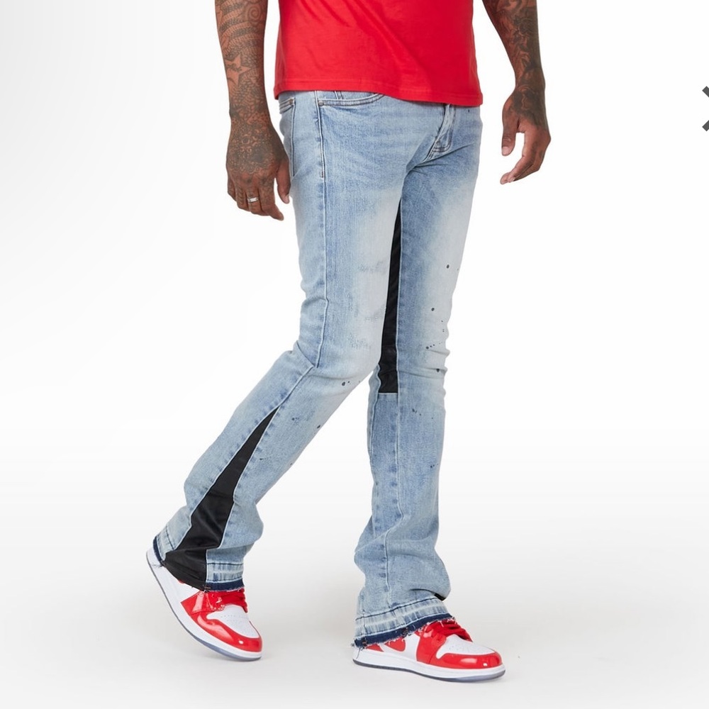 ROCKSTAR ORIGINAL Blue Stacked Flare Jeans